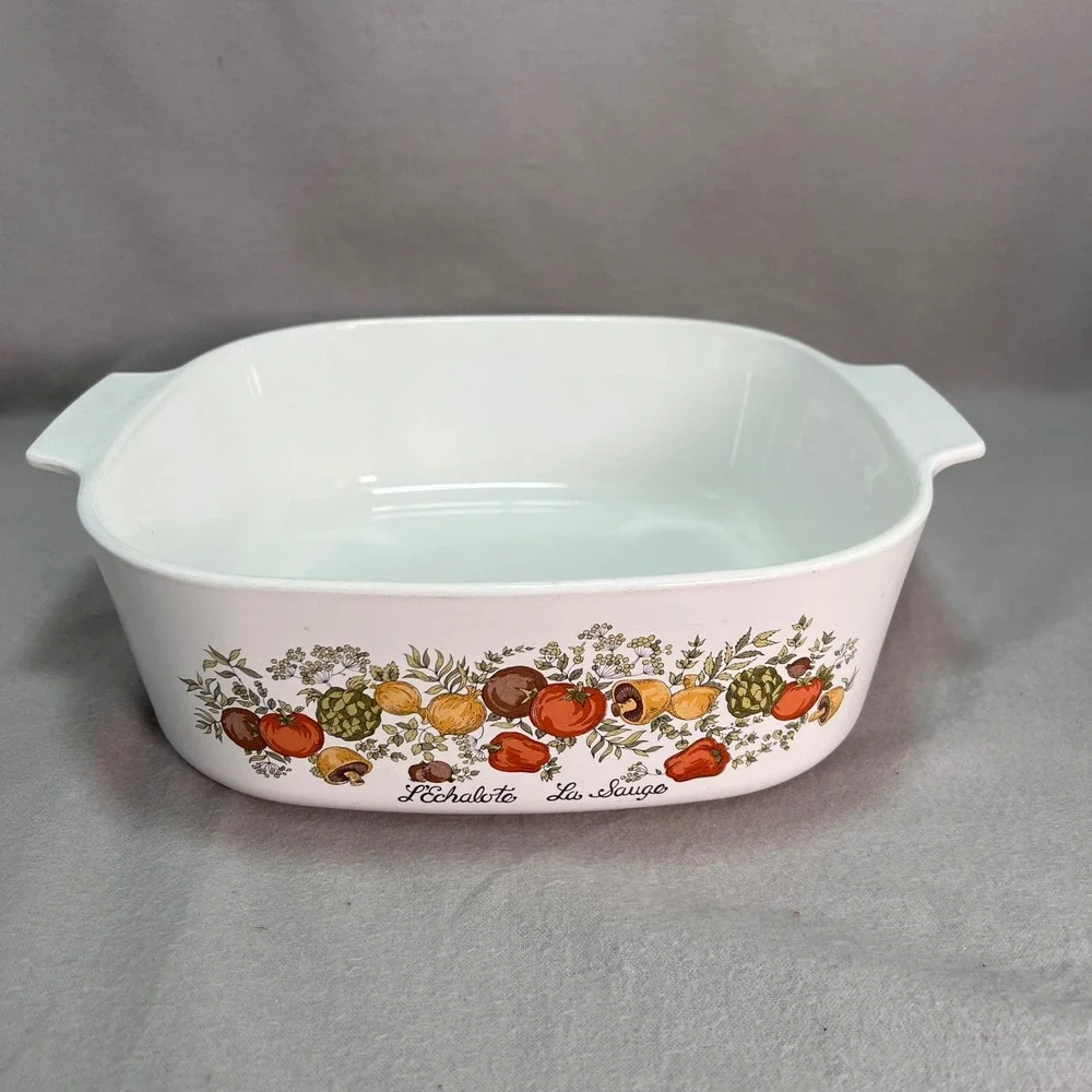 Corning Ware Spice of Life L'Echalote La Sauge A8B 4‎ Quart Square Casserole USA